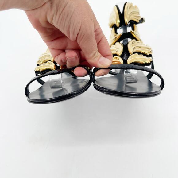 Giuseppe Zanotti Black Patent Leather Cruel Wing Flat Gladiator Sandal IT 37.5 - Picture 6 of 11